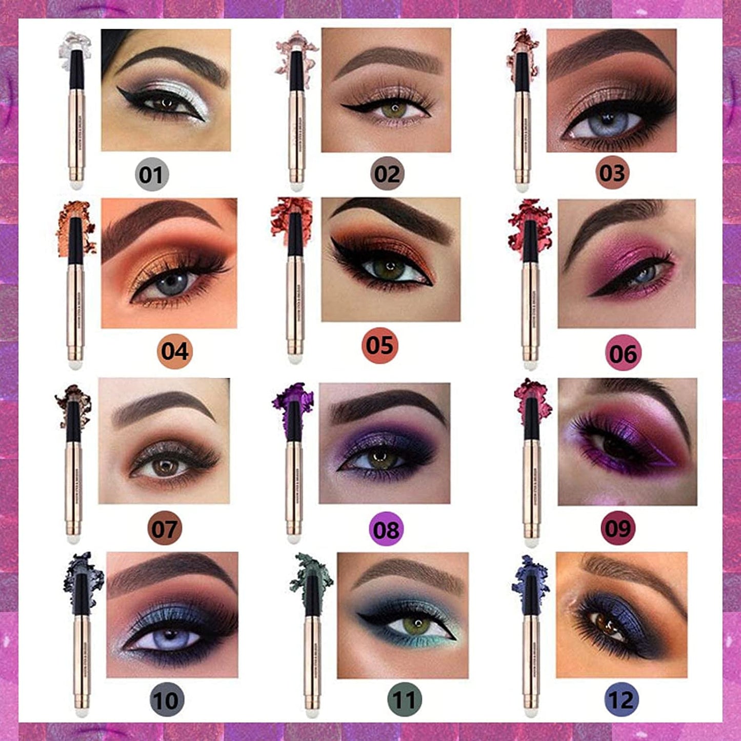 LGSZGDCN White Eyeshadow Stick and Buildable Eye Shadow Glitter Primer Palette Shimmer Pencil Long Lasting Waterproof Highlighter Pen Makeup Hypoallergenic Eye Liner Multi-Dimensional eyes Look