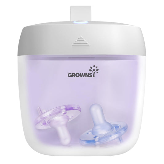 GROWNSY Pacifier Sanitizer Portable, UV Light Sanitizer on The Go for Baby, USB Charging Sanitizer Case, Mini Pacifier Sanitizer 99.99% Cleaned in 59 Seconds (White)