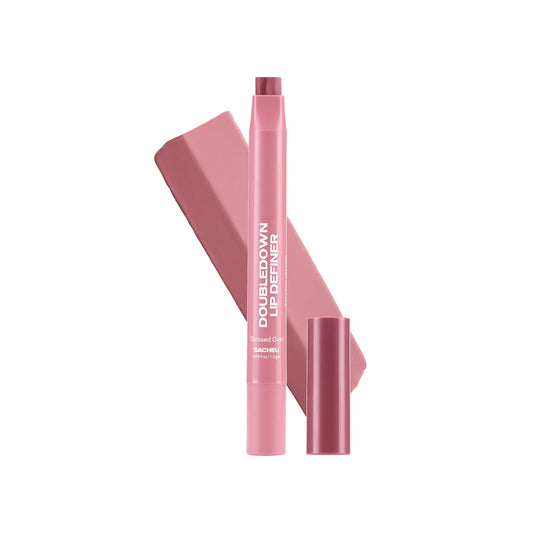 Sacheu DoubleDown Lip Definer — 2-in-1 Lip Liner & Balm — Long-Lasting Korean Make Up Lipstick with Satin Finish, Avocado Oil & Vitamin E (Glossed Over)