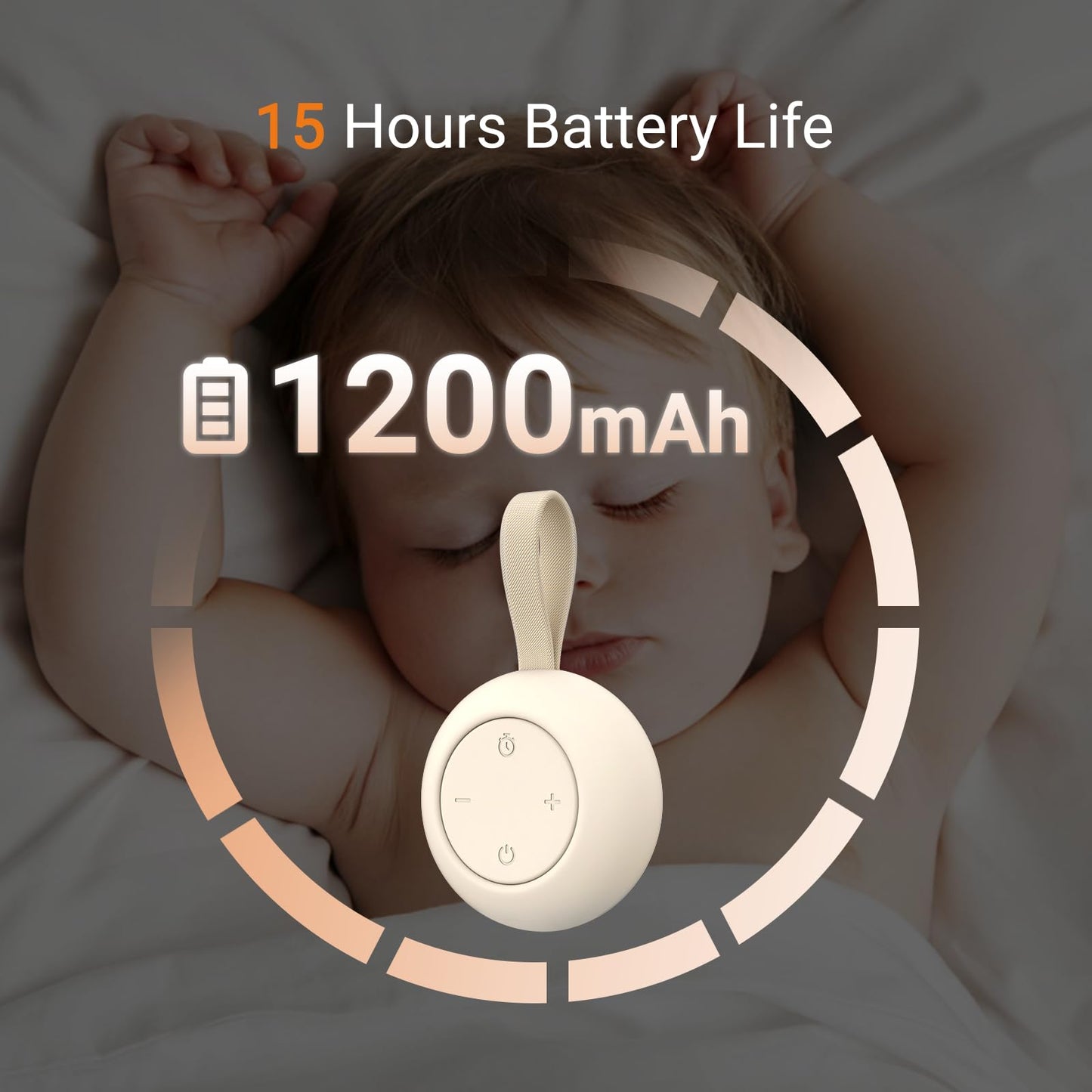 Portable Baby Sound Machine [White Noise for Babies Kids Adults][Timer Function][12 Soothing Sounds][Sleep Soother] 15 Hours Battery Life, Travel,Registry,Gifts,Shower,Clips on Baby Stroller