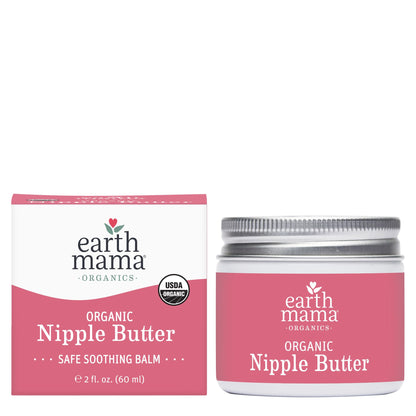 Earth Mama Organic Nipple Butter - 2 fl oz - Lanolin-Free Nipple Cream - Safe, Soothing Balm for Breastfeeding - Postpartum Essentials for Nursing