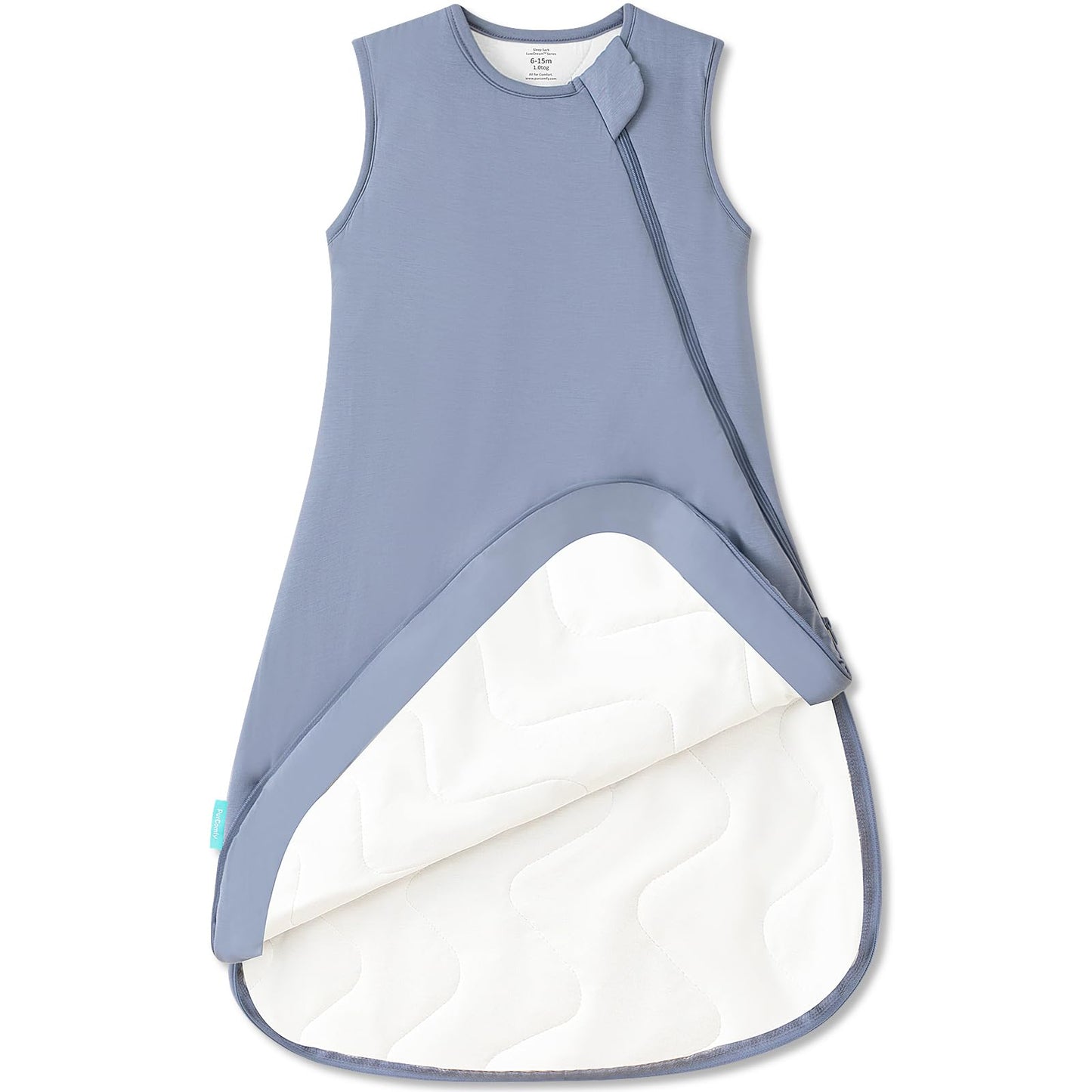 PurComfy Supersoft Sleep Sack 1.0 TOG, Premium Bamboo Viscose Baby Sleeping Bag, 2-Way Safe Zipper Sleep Sacks 6-15 Months (Whale)