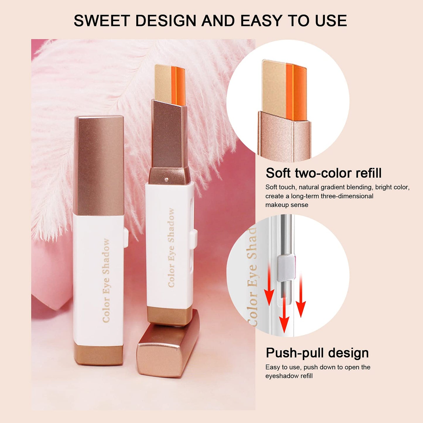 LOKFAR 12 Colors Glitter Eye-shadow Stick Set, Two-Tone Shimmer Gradient Shadow, Duo Chrome Metallic Eyeshadow Stick Waterproof Glitter Eye Shadow Pen for Women Eye Makeup (6 Pcs)