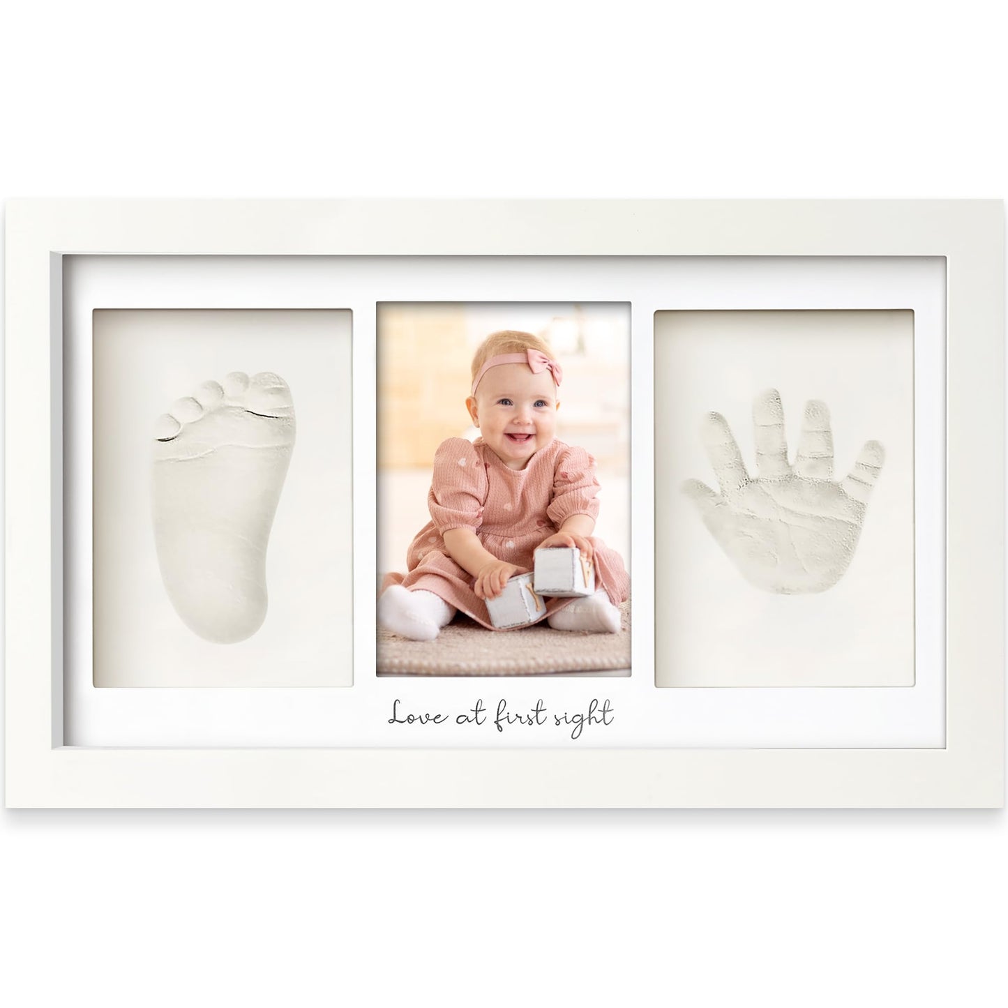 KeaBabies Baby Hand and Footprint Kit - Clay Handprint Keepsake Frame, Newborn Nursery Picture Frame, Personalized New Mom Gifts for Baby First Christmas Shower (Alpine White)