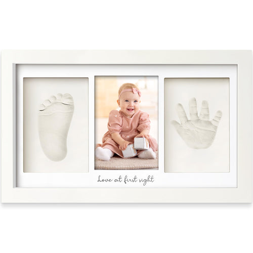 KeaBabies Baby Hand and Footprint Kit - Clay Handprint Keepsake Frame, Newborn Nursery Picture Frame, Personalized New Mom Gifts for Baby First Christmas Shower (Alpine White)