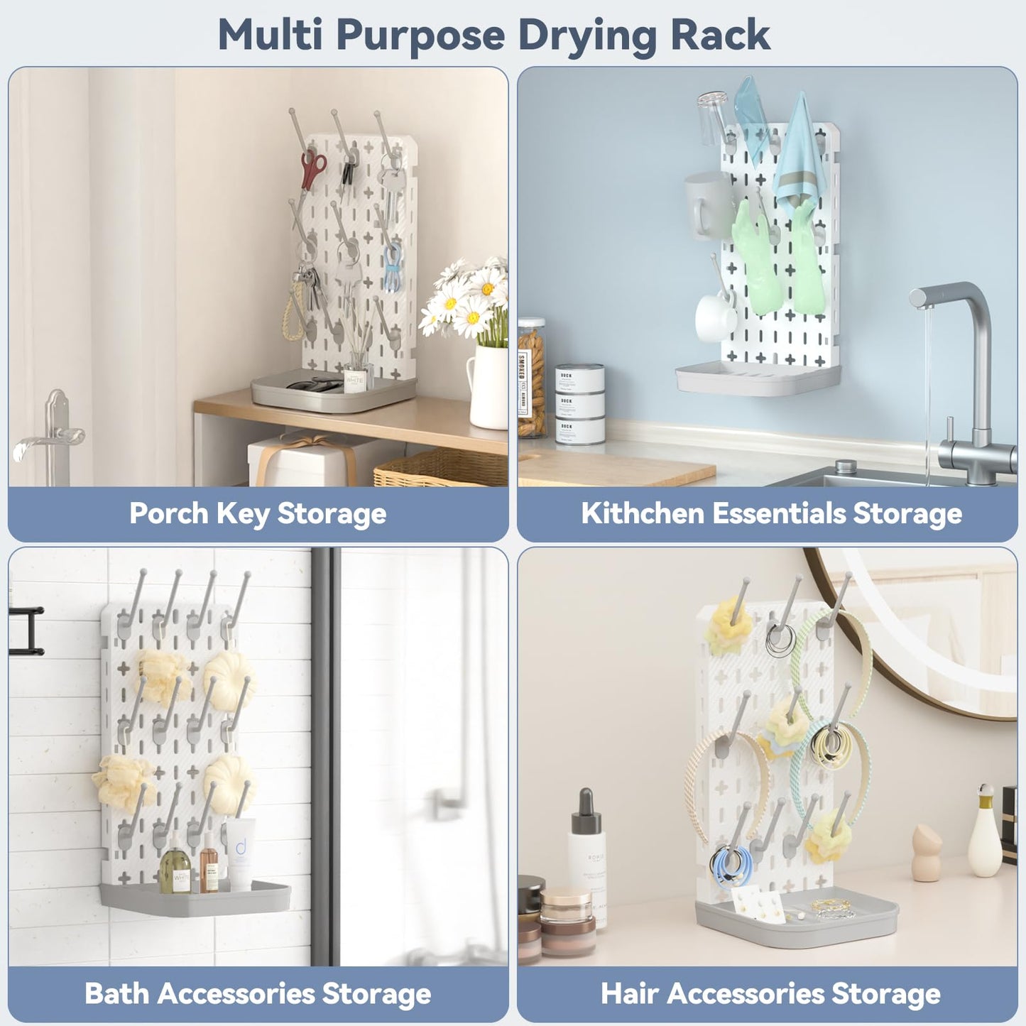 Baby Bottle Drying Rack Baby Bottle Holder Space Saving Bottle Dryer Rack Station Countertop Storage Organizer 12 Travel Bottle Drying Rack Vertical Breast Pump Part Plastic Bag Cup Dryer Tower Grey