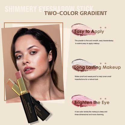 MooGlamor 6 Pcs Glitter Eye Shadow Stick Shimmer Eye Shadow Set with Two-Color Gradient and Waterproof Eyeshadow Pen for Long Lasting Eye Makeup Gift