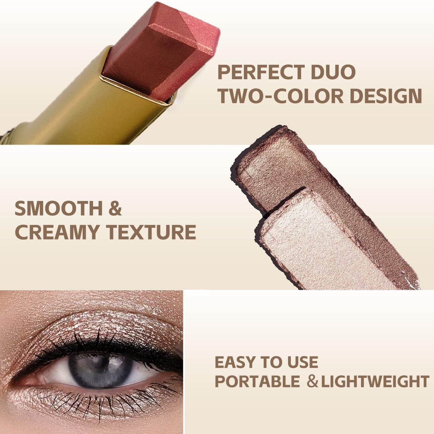 MooGlamor 6 Pcs Glitter Eye Shadow Stick Shimmer Eye Shadow Set with Two-Color Gradient and Waterproof Eyeshadow Pen for Long Lasting Eye Makeup Gift