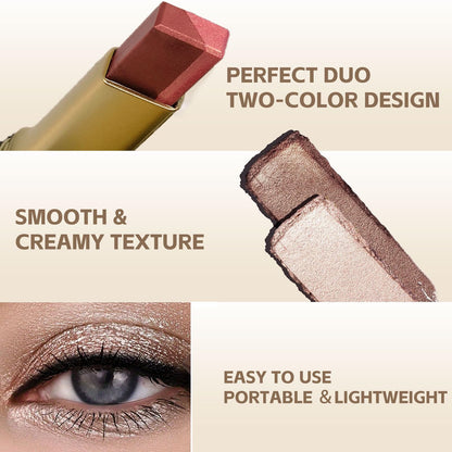 MooGlamor 6 Pcs Glitter Eye Shadow Stick Shimmer Eye Shadow Set with Two-Color Gradient and Waterproof Eyeshadow Pen for Long Lasting Eye Makeup Gift