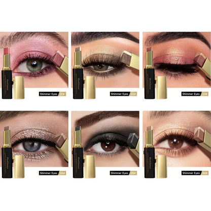 MooGlamor 6 Pcs Glitter Eye Shadow Stick Shimmer Eye Shadow Set with Two-Color Gradient and Waterproof Eyeshadow Pen for Long Lasting Eye Makeup Gift