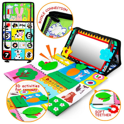 beetoy Tummy Time Toy for Infant, Newborn Sensory Toy 0 3 Months Baby Brain Development with Crinkle Mat Teether, High Contrast Baby Mirror Toys 2 4 5 0-6 Month Boys Girls Visual Muscles Shower Gifts
