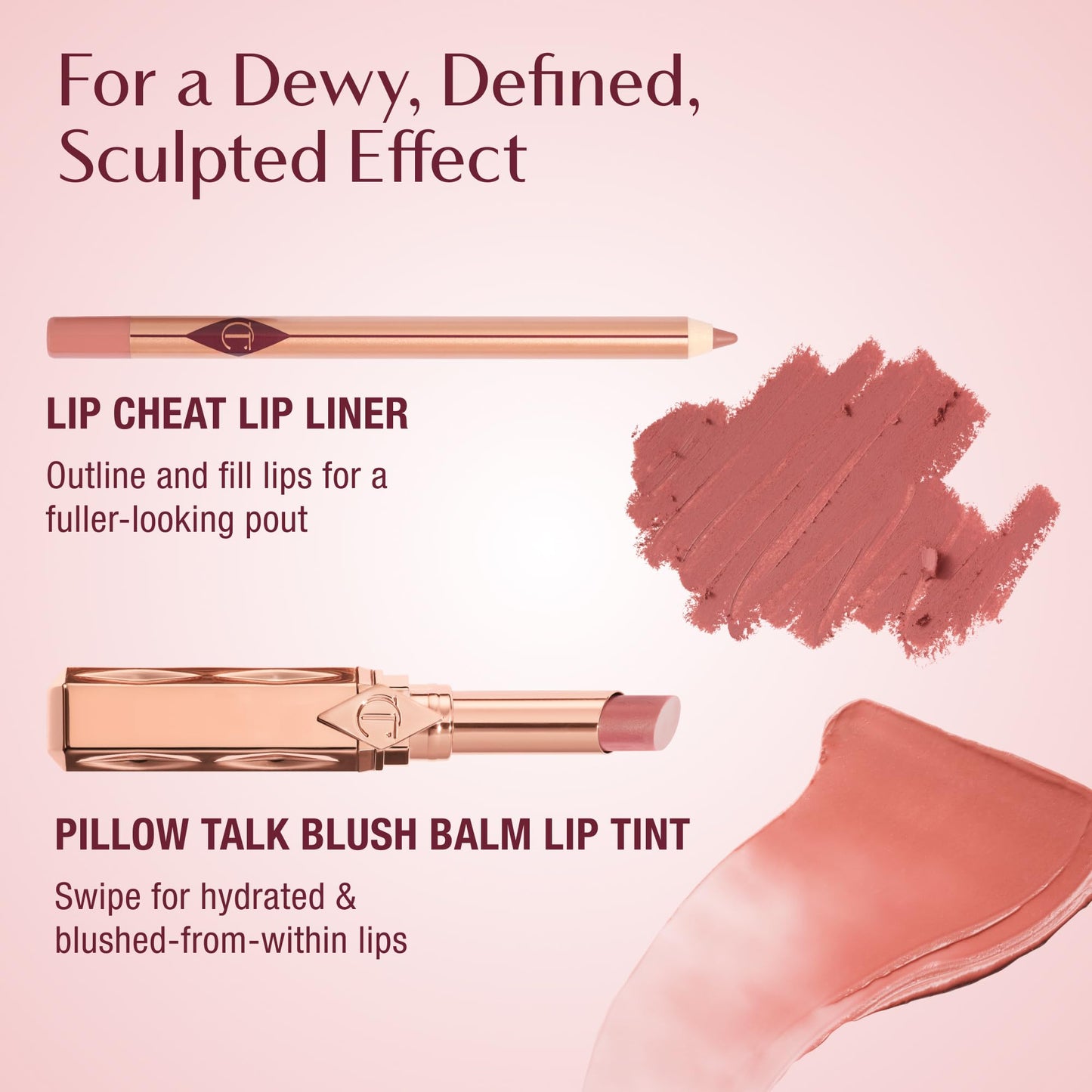 Charlotte Tilbury Pillow Talk Blush Balm Lip Tint - Long-Lasting Sheer Lipstick & Balm & Tint For Hydrated, Plumper Looking Lips - Pillow Talk