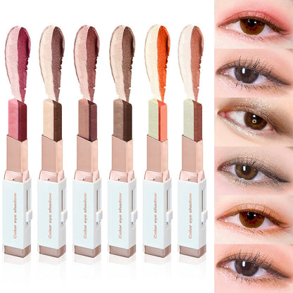 LOKFAR 12 Colors Glitter Eye-shadow Stick Set, Two-Tone Shimmer Gradient Shadow, Duo Chrome Metallic Eyeshadow Stick Waterproof Glitter Eye Shadow Pen for Women Eye Makeup (6 Pcs)