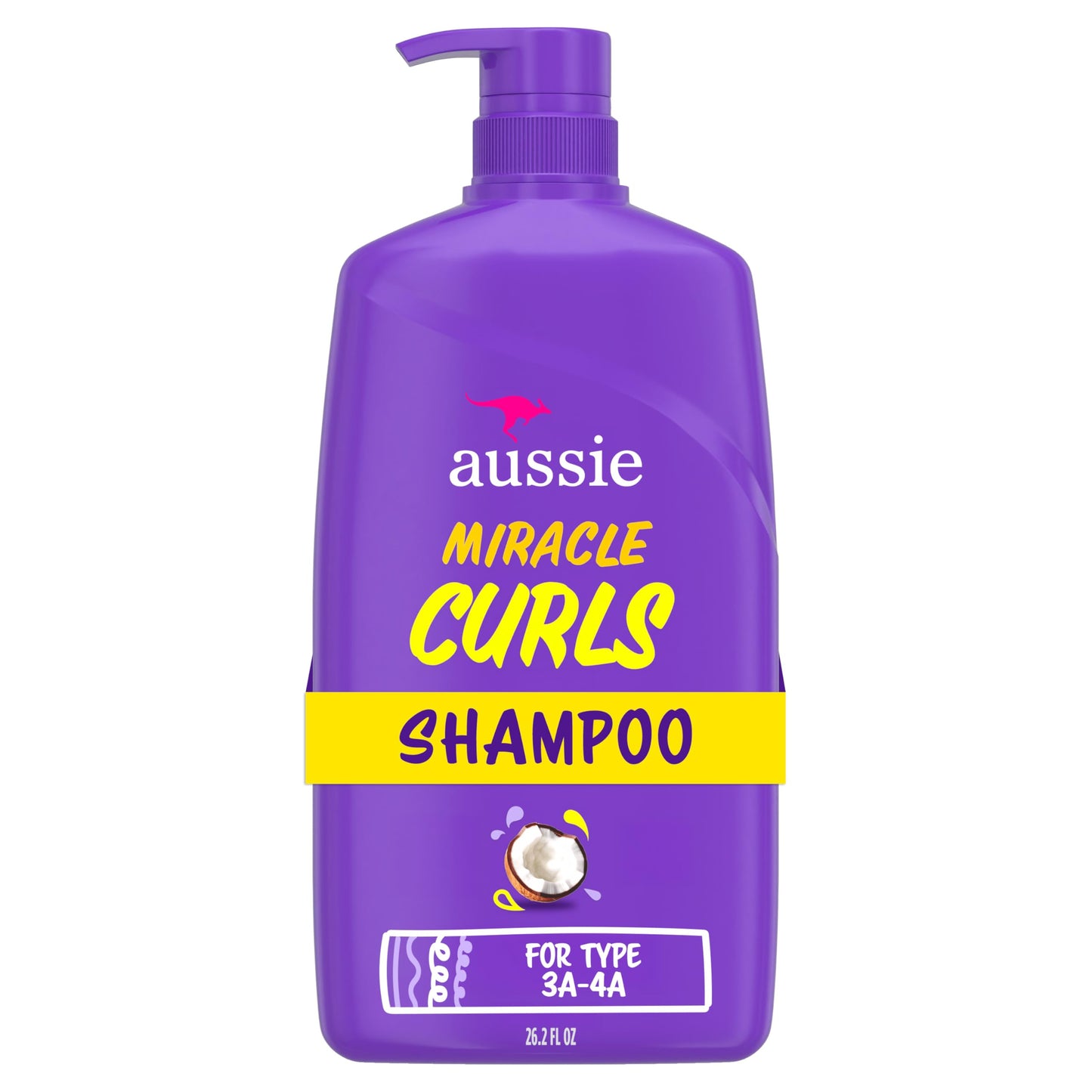 Aussie Miracle Curls Shampoo for Curly Hair with Coconut Oil, Paraben Free, 26.2 oz, 778 ml