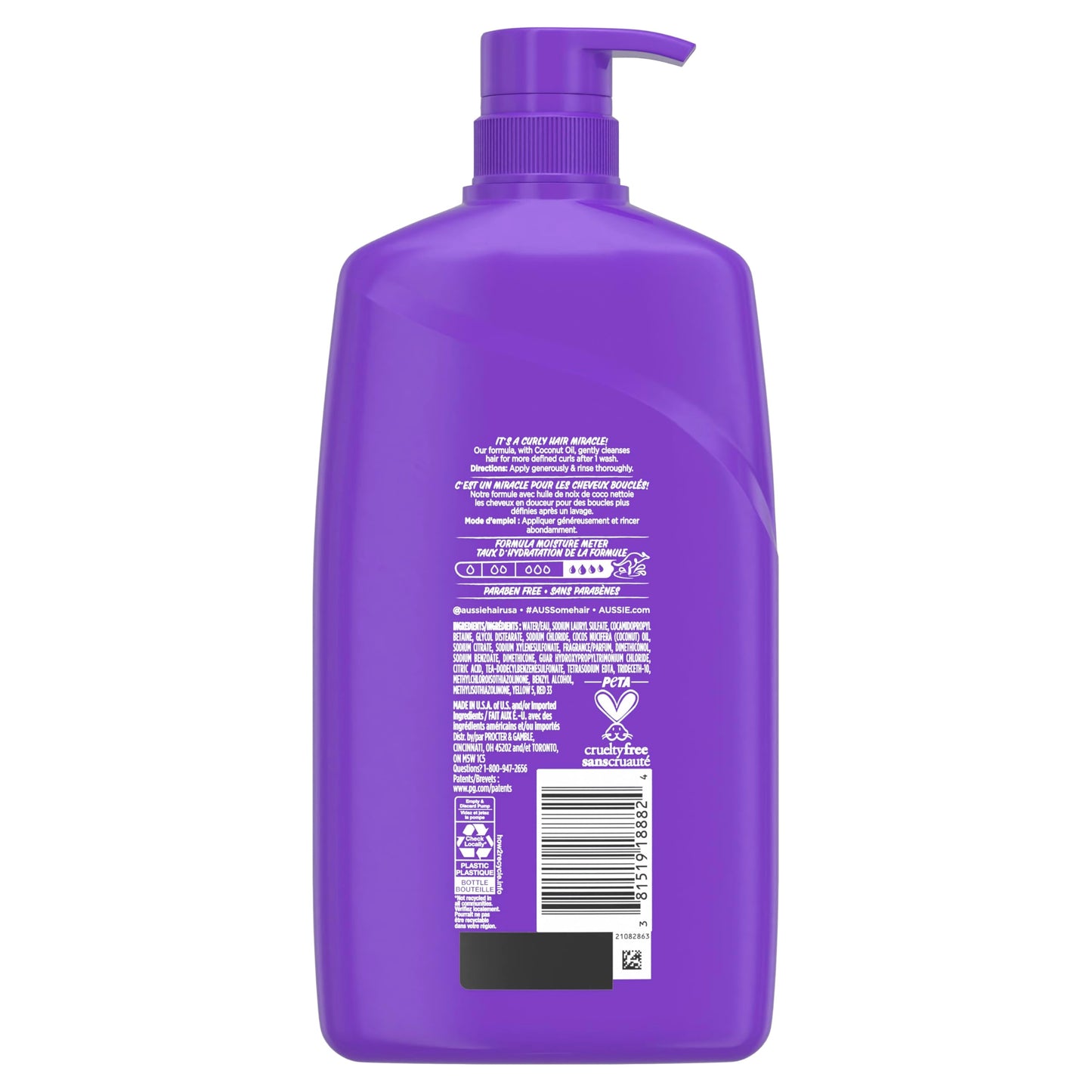 Aussie Miracle Curls Shampoo for Curly Hair with Coconut Oil, Paraben Free, 26.2 oz, 778 ml
