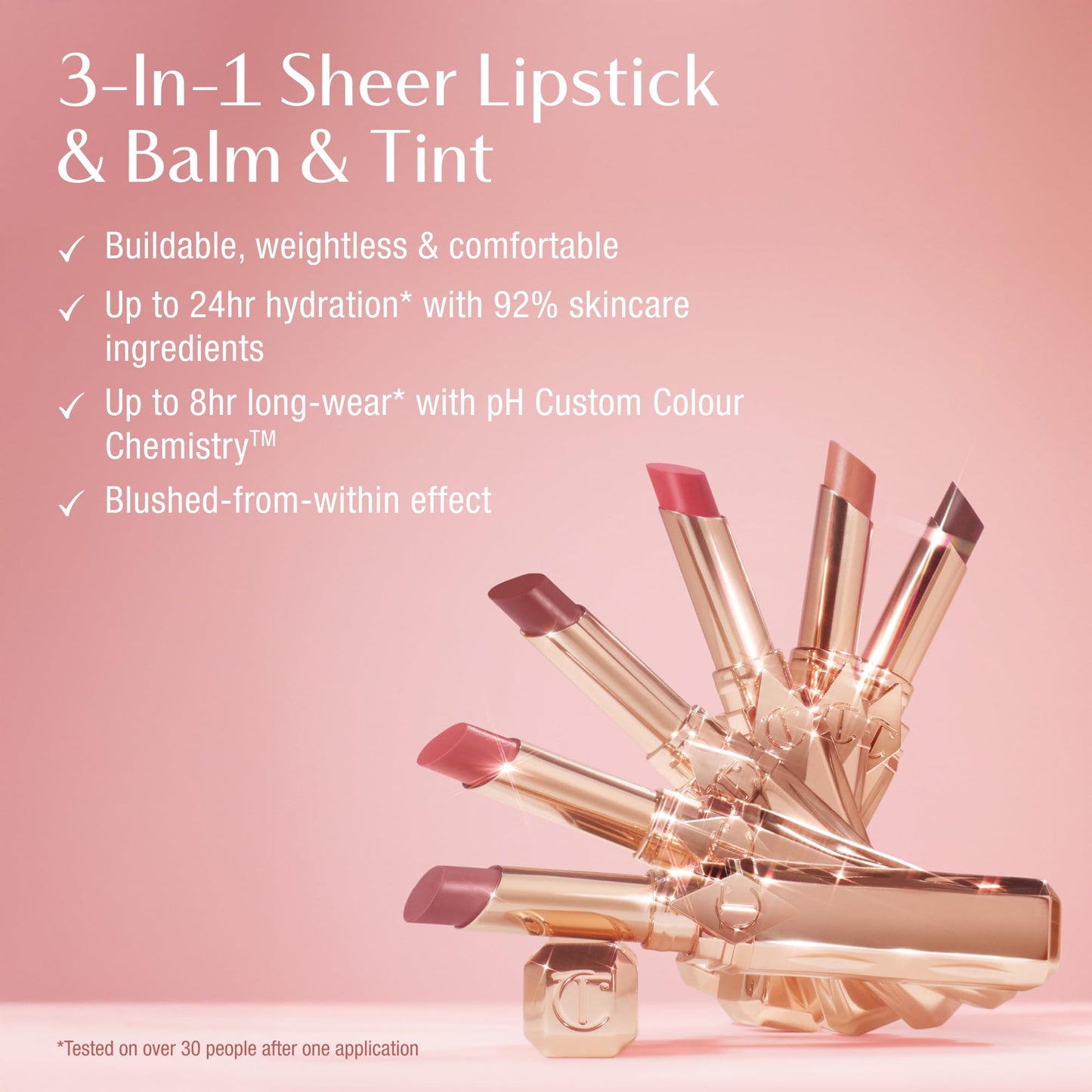 Charlotte Tilbury Pillow Talk Blush Balm Lip Tint - Long-Lasting Sheer Lipstick & Balm & Tint For Hydrated, Plumper Looking Lips - Pillow Talk