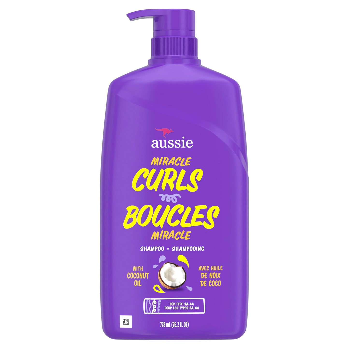 Aussie Miracle Curls Shampoo for Curly Hair with Coconut Oil, Paraben Free, 26.2 oz, 778 ml
