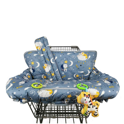 Shopping cart Cover, cart Cover for Babies, Padded high Chair Cover, Split Reversible seat Cushion, Cell Phone Pouch, Collection Pocket, Neutral for boy or Girl