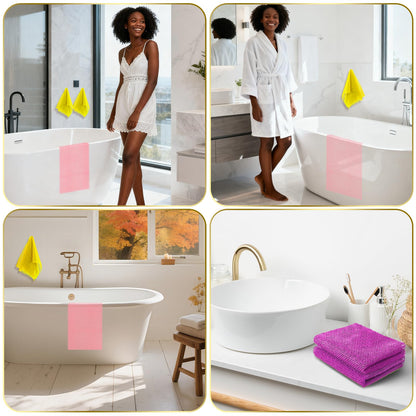 UJFQBH 3 Pieces African Bath Sponge African Net Long Net Bath Sponge Exfoliating Shower Body Scrubber Back Scrubber Skin Smoother,Great for Daily Use (Pink,Yellow,Purple)