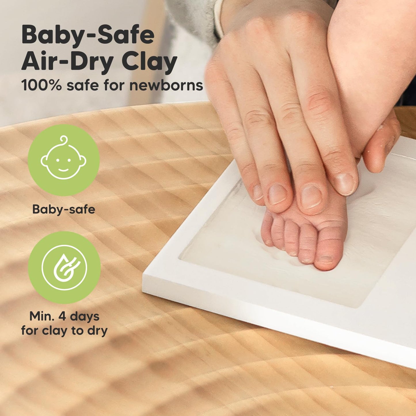 KeaBabies Baby Hand and Footprint Kit - Clay Handprint Keepsake Frame, Newborn Nursery Picture Frame, Personalized New Mom Gifts for Baby First Christmas Shower (Alpine White)