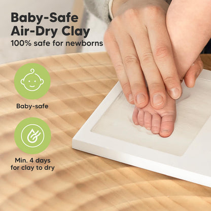 KeaBabies Baby Hand and Footprint Kit - Clay Handprint Keepsake Frame, Newborn Nursery Picture Frame, Personalized New Mom Gifts for Baby First Christmas Shower (Alpine White)