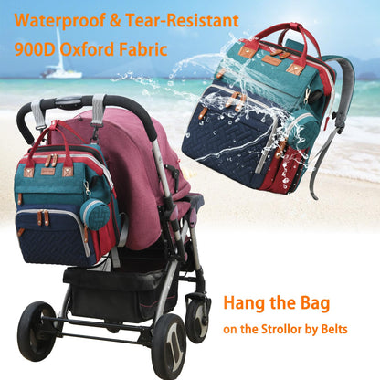 Astro alan Baby Diaper Bags with Changing Station, Waterproof Diaper Bag Backpack for Moms Dads with USB Charging Port, Baby Shower Gifts, Large Capacity diaper backpack, Red-Green-Blue