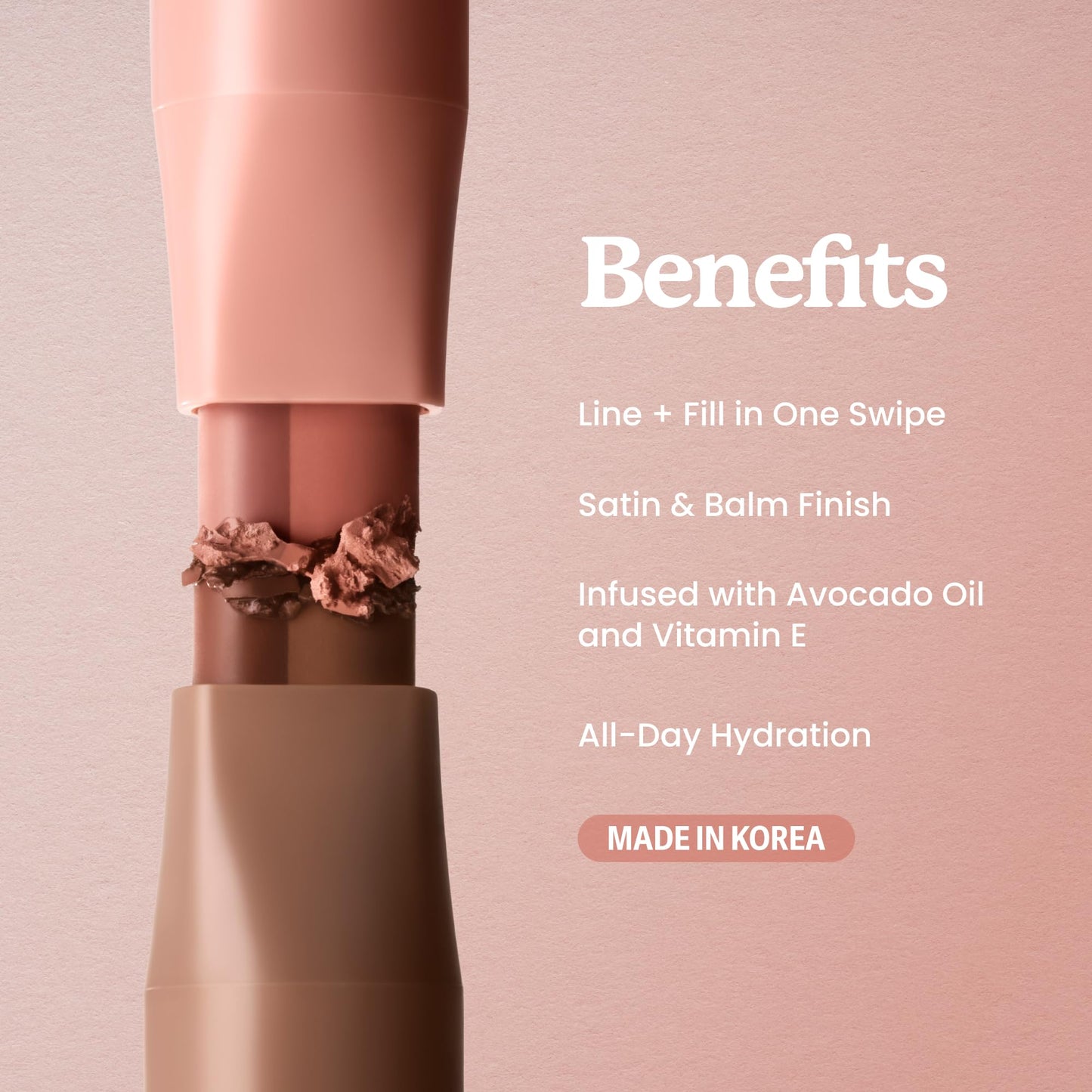 Sacheu DoubleDown Lip Definer — 2-in-1 Lip Liner & Balm — Long-Lasting Korean Make Up Lipstick with Satin Finish, Avocado Oil & Vitamin E (Glossed Over)