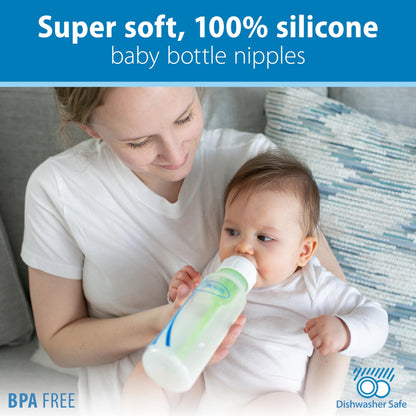 Dr. Brown's Natural Flow Anti-Colic Options+ Narrow Baby Bottle, 2 oz/60 mL, with Preemie Flow Nipple, 0m+, 4 Pack