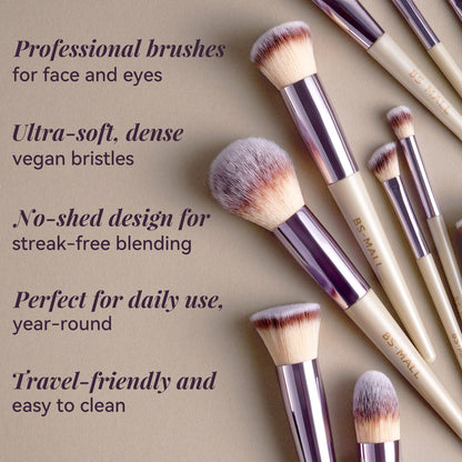 BS-MALL Makeup Brush Set 18 Pcs Professional Foundation Powder Concealers Eyeshadow Blush Synthetic Makeup Brushes with Labeled instruction Black Case Upgraded Version