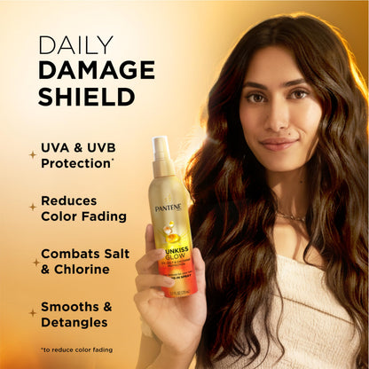 Pantene Sunkiss Glow Multitasking Spray, UV Hair Protection, Repairs Damage, Leave-In Conditioning Treatment, 5.7 oz