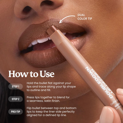 Sacheu DoubleDown Lip Definer — 2-in-1 Lip Liner & Balm — Long-Lasting Korean Make Up Lipstick with Satin Finish, Avocado Oil & Vitamin E (Glossed Over)