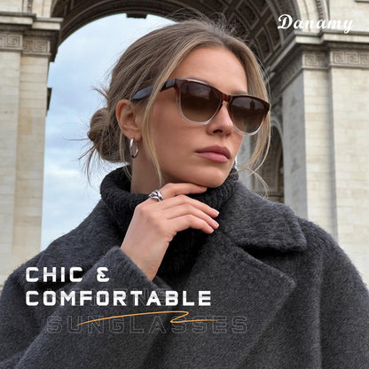 DANAMY Sunglasses Womens Polarized Sunglasses for Women Trendy Designer Mirrored UV Protection Sun Glasses
