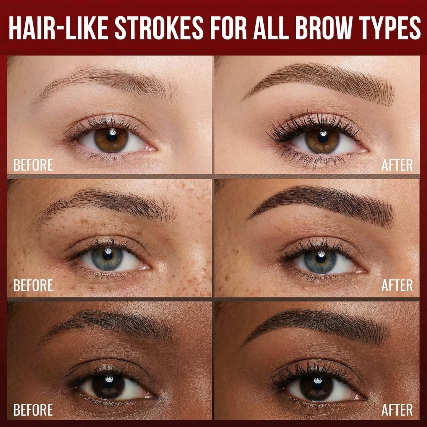 Eyebrow Pencil for Women, 2-in-1 Microblading Eyebrow Pen with 4D Square & Ultra-Fine Tips, Waterproof Long-Lasting Brow Pencil, Hair-Like Strokes for Natural Fuller Brows with Brow Brush, Brown