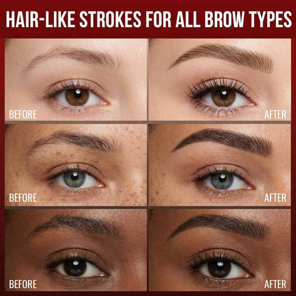 Eyebrow Pencil for Women, 2-in-1 Microblading Eyebrow Pen with 4D Square & Ultra-Fine Tips, Waterproof Long-Lasting Brow Pencil, Hair-Like Strokes for Natural Fuller Brows with Brow Brush, Brown