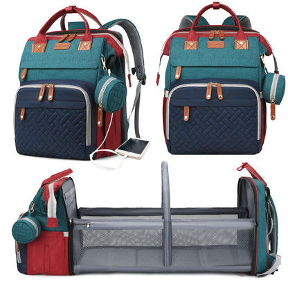 Astro alan Baby Diaper Bags with Changing Station, Waterproof Diaper Bag Backpack for Moms Dads with USB Charging Port, Baby Shower Gifts, Large Capacity diaper backpack, Red-Green-Blue