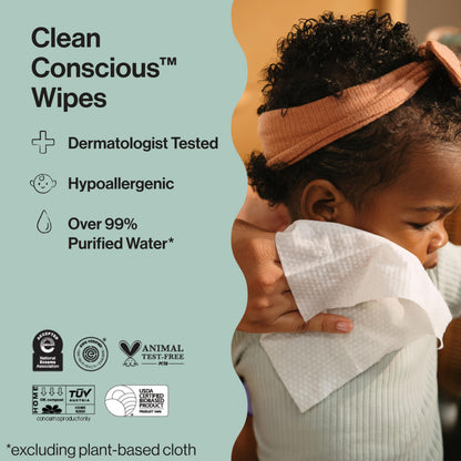 The Honest Company Baby Wipes for Sensitive Skin, Hypoallergenic, Fragrance-Free, Multi-Use, Pattern Play Design, 720 Count (10 Packs of 72)