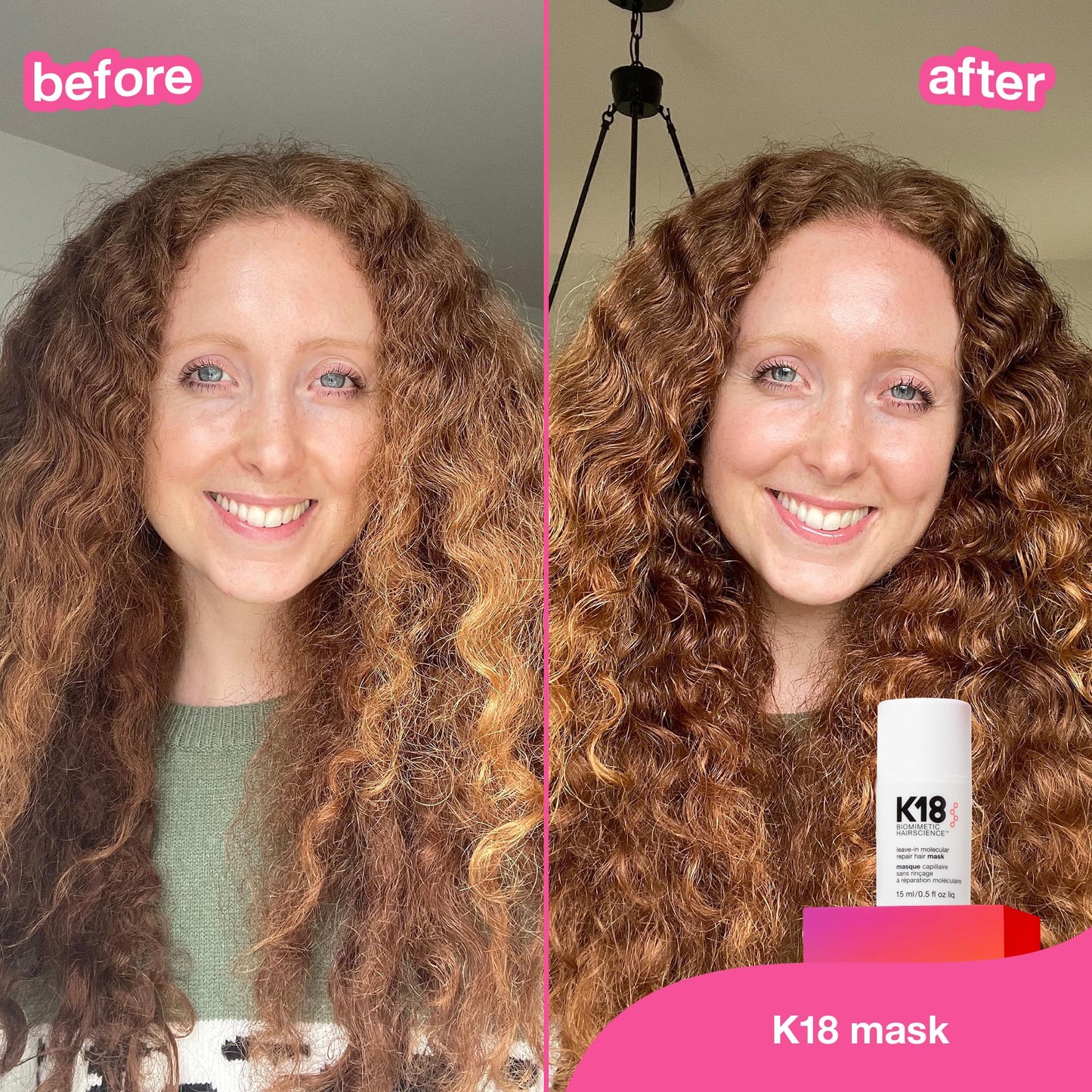 K18 Leave-In Molecular Repair Hair Mask - Peptide Hair Treatment Mask for Bleach, Color, Chemical + Heat Damaged Strands - Immediate + Lasting Damage Reversal in 4 Minutes (0.5 Fl oz)